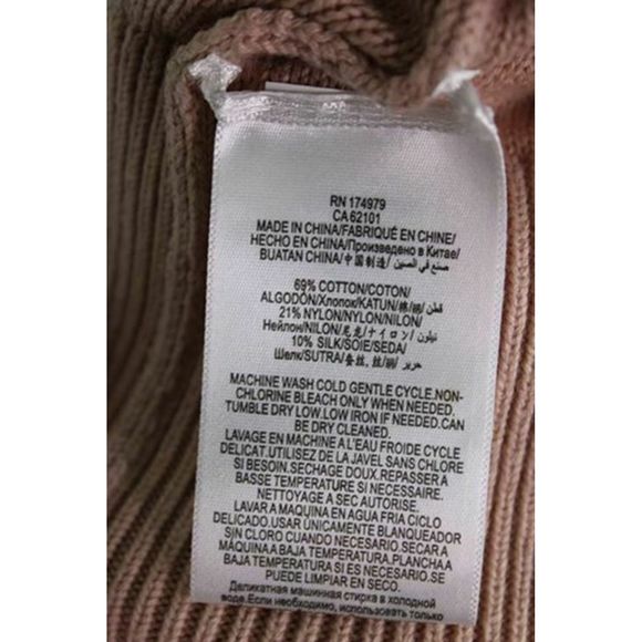 BCBG Crop Bishop Sleeve Sweater sz L in Bare Pink - Picture 9 of 9